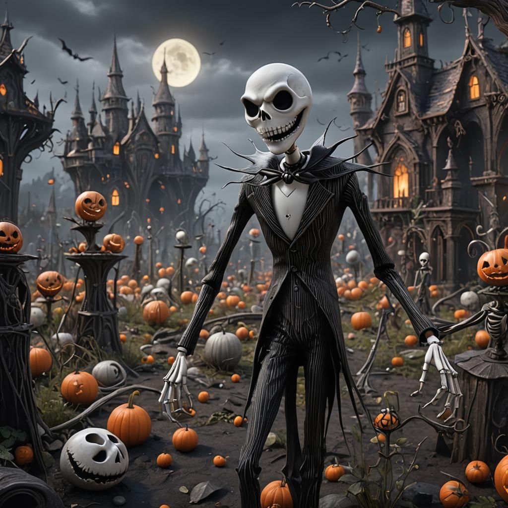 Detailed Matte Painting of Jack Skellington