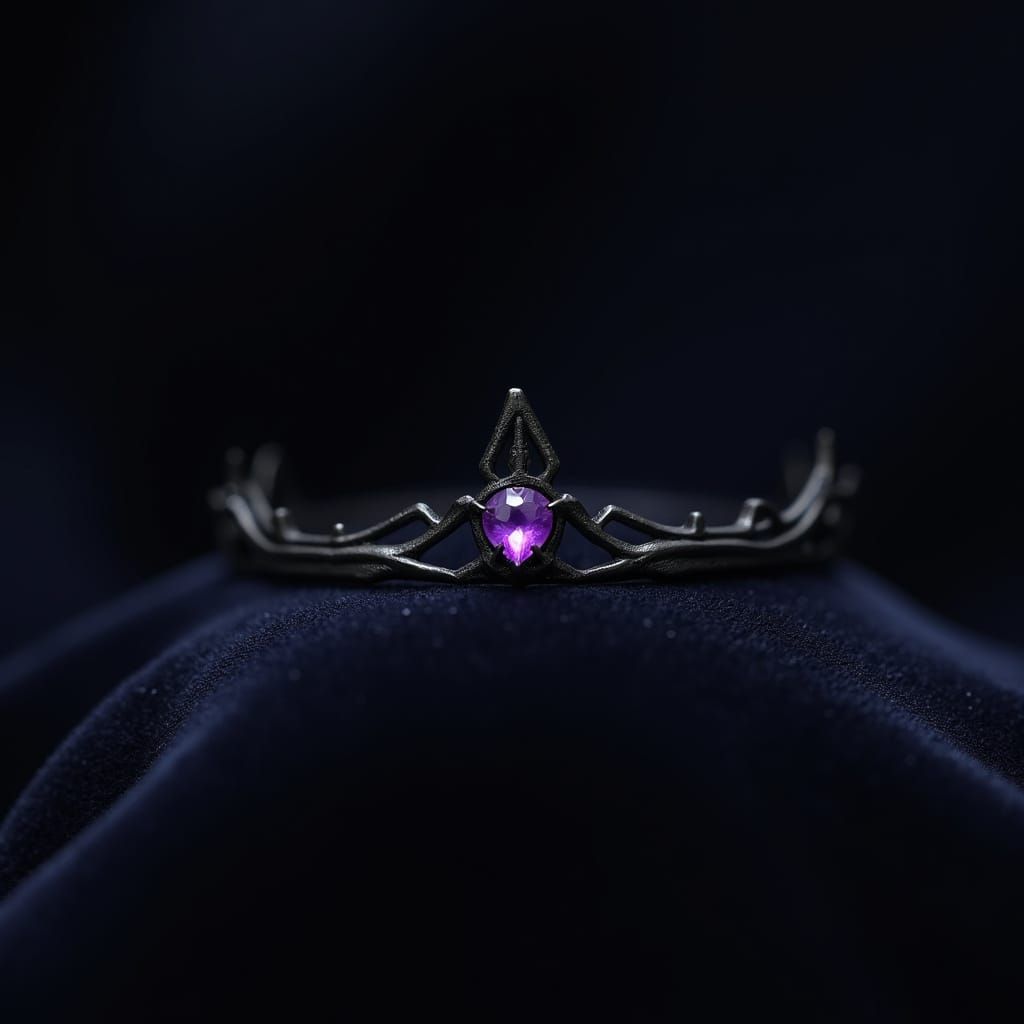 Abyssal Black Metal Tiara with Violet Gemstone