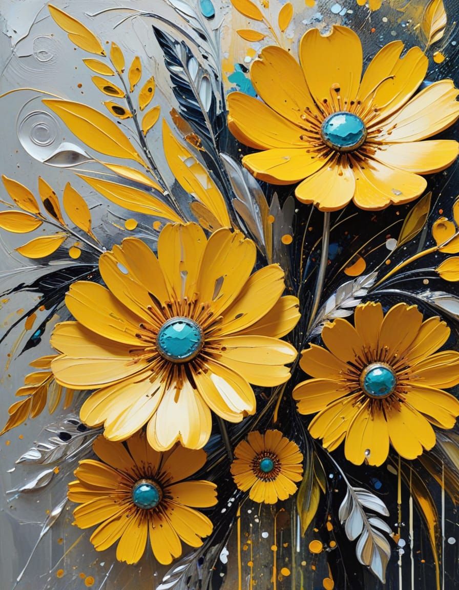 Vibrant Abstract Florals in Iridescent Acrylic