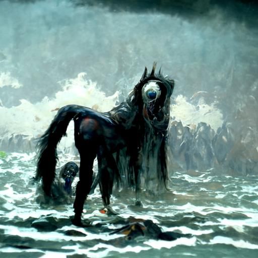 Gothic Horror Seahorse in Doré Style