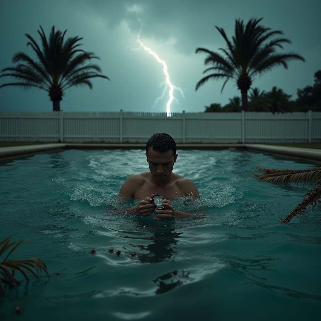 Mysterious Swim Scene in Turbulent Water