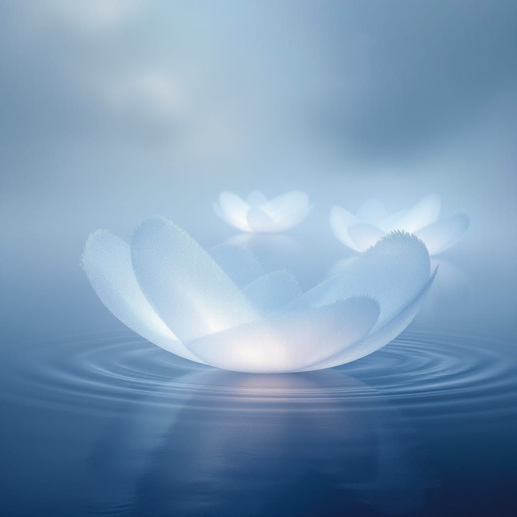 Ethereal Silver Mists Above Pond, Dreamy Landscape