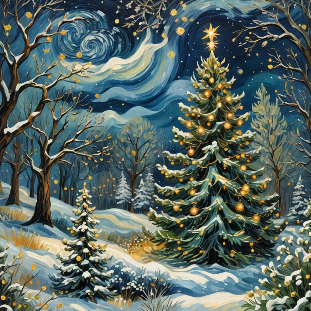 Christmas Tree in Starry Night Style