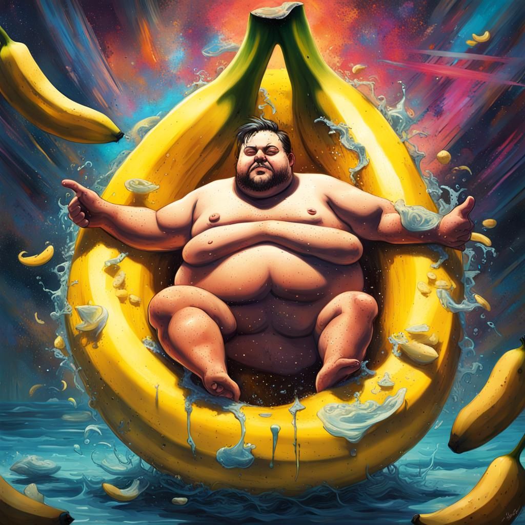 Man in Banana Boat: Graffiti Street Art