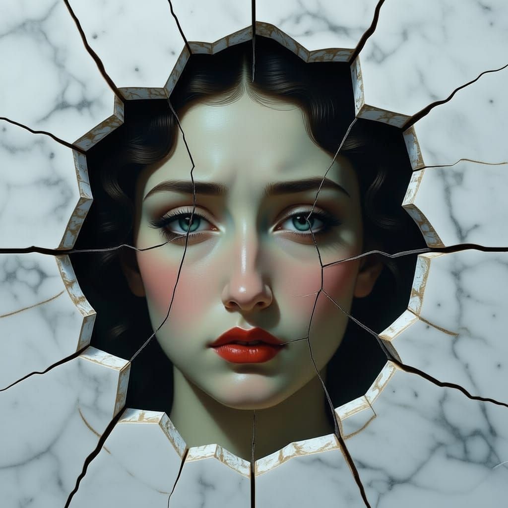 Cracked Marble Portrait Surface