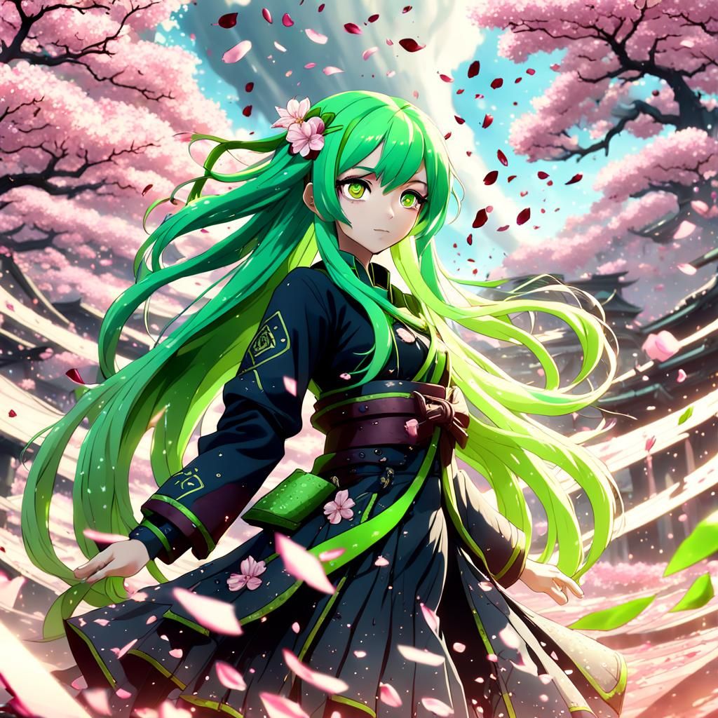 Anime Girl in Sakura Petal Tornado