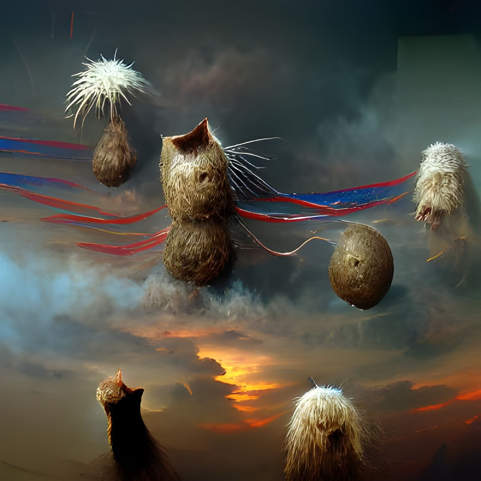 Sentient Hairballs Independence Day: Beksiński-Inspired Matt...