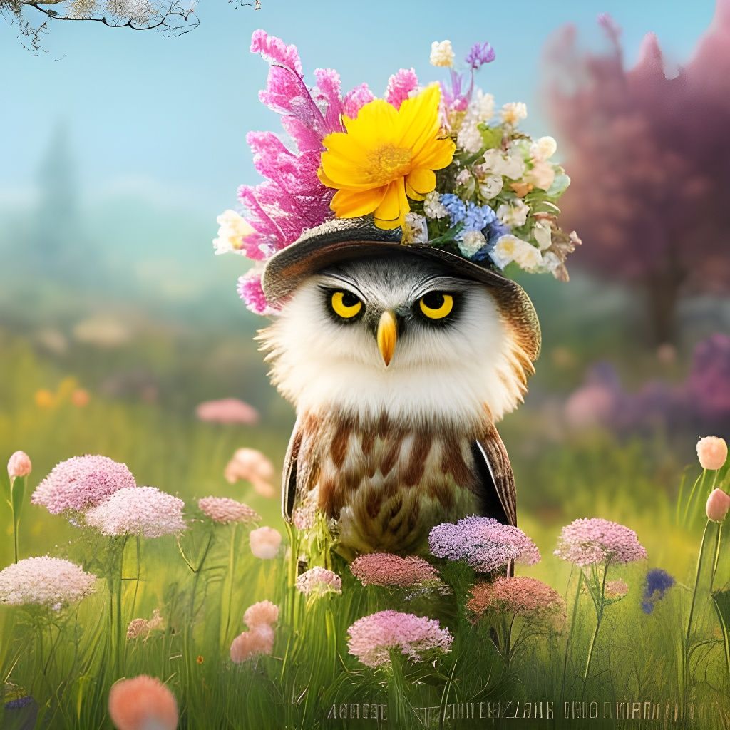 Chibi Owl Portrait in Rococo Style