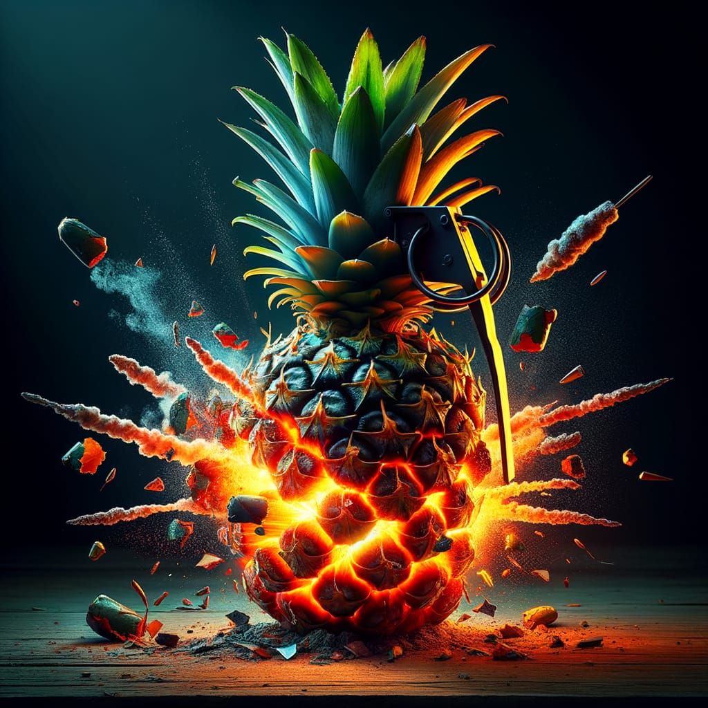 Pineapple Grenade Mid-Explosion in High Definition