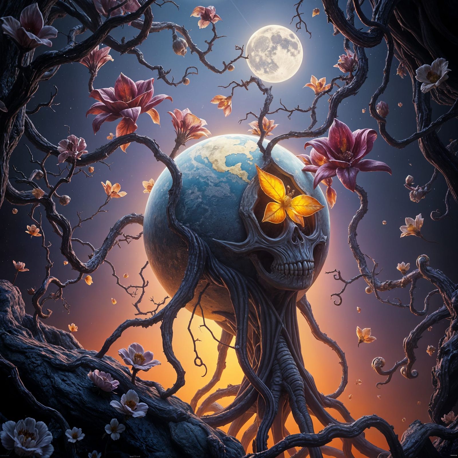 Ethereal Dreamscape in Vibrant Darkness