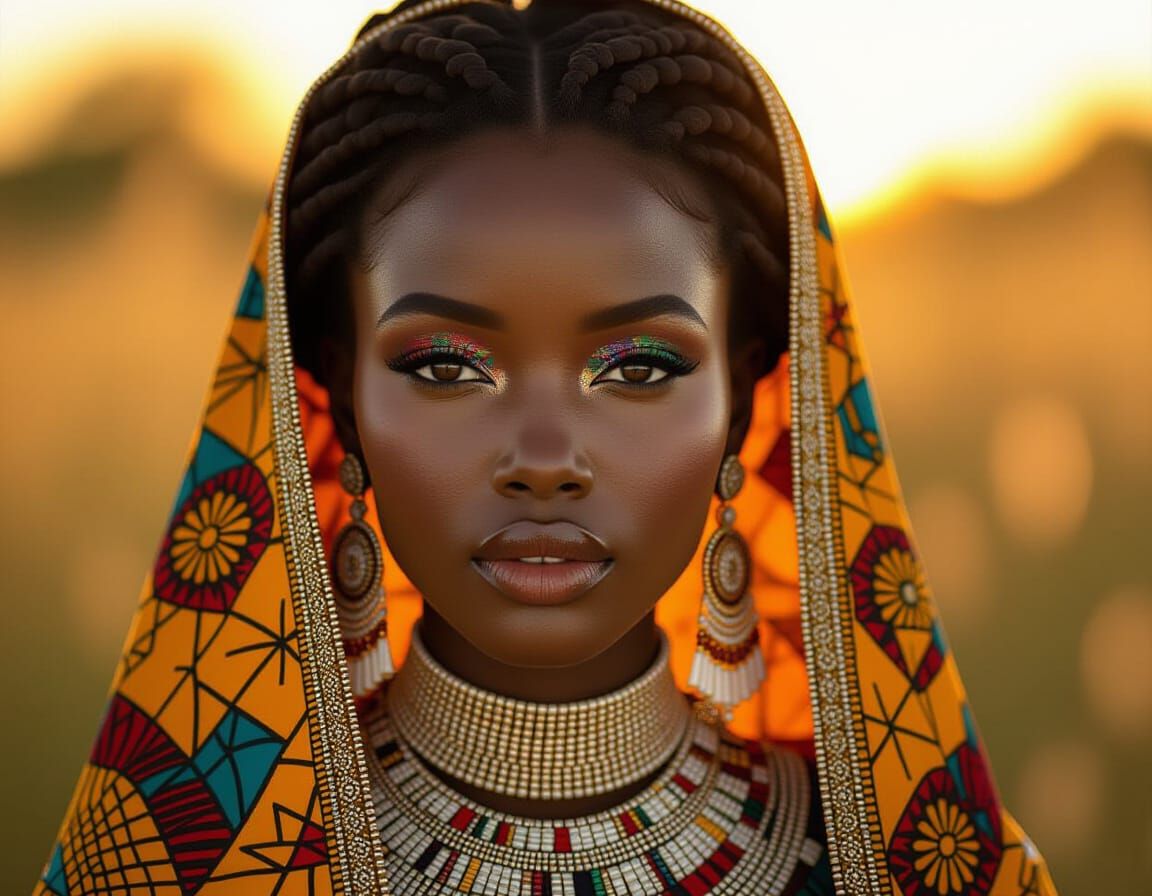 African Woman in Golden Hour Light