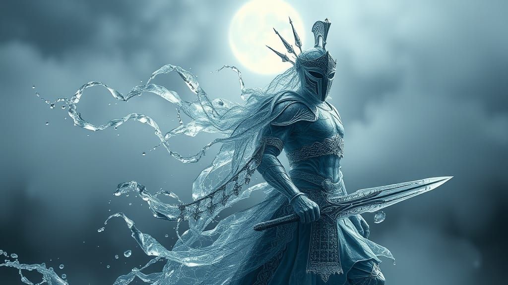 Cyberpunk Warrior in Shimmering Crystal Armor