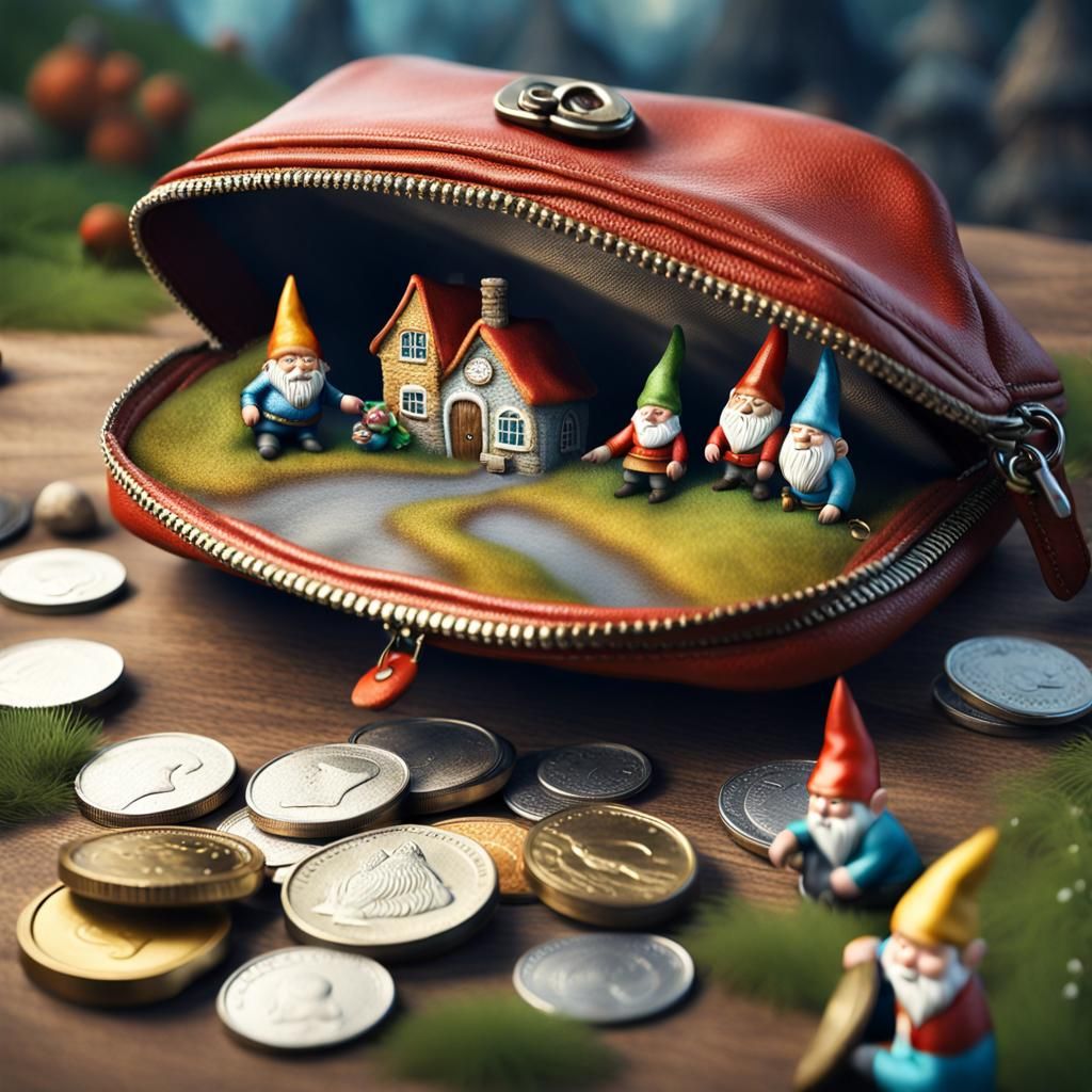 Gnome Village Found Inside an Old Change Purse