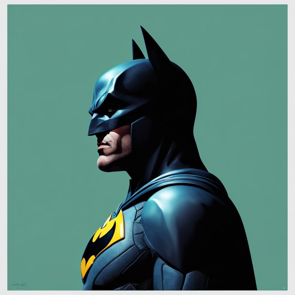 Vintage Art Deco Batman Portrait in Triadic Colors