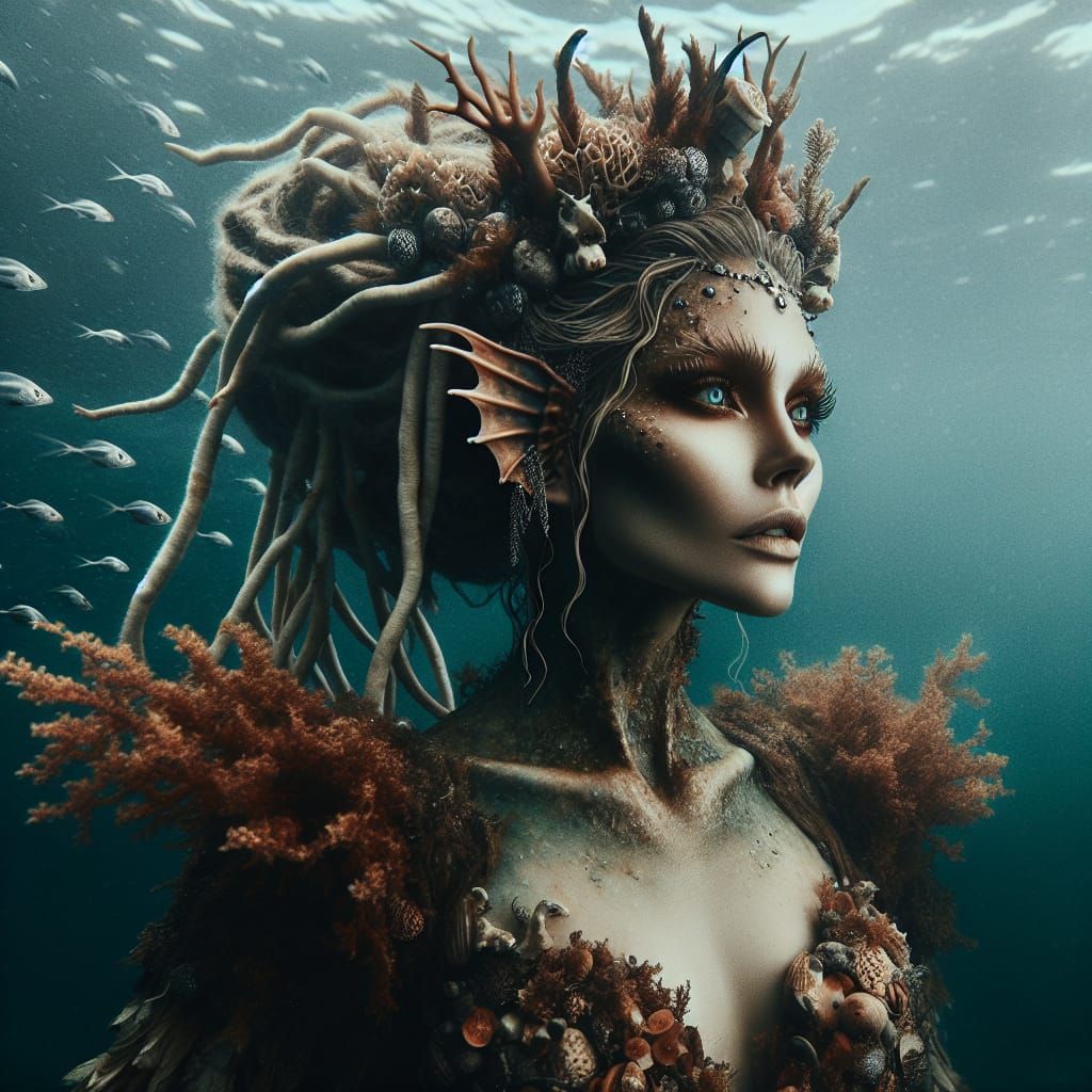 Viking Mermaid Giantess as Digital Art