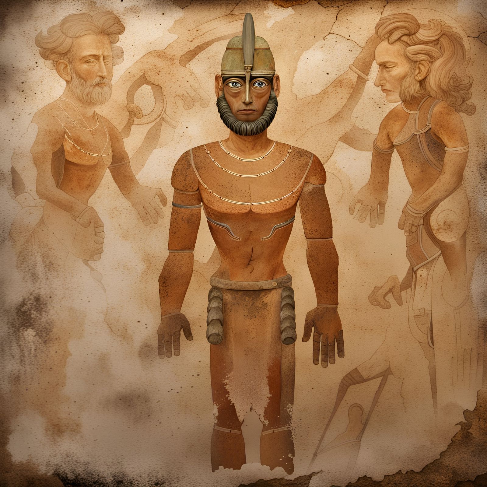 Mythological Stone Giant in Ancient Cycladic Style