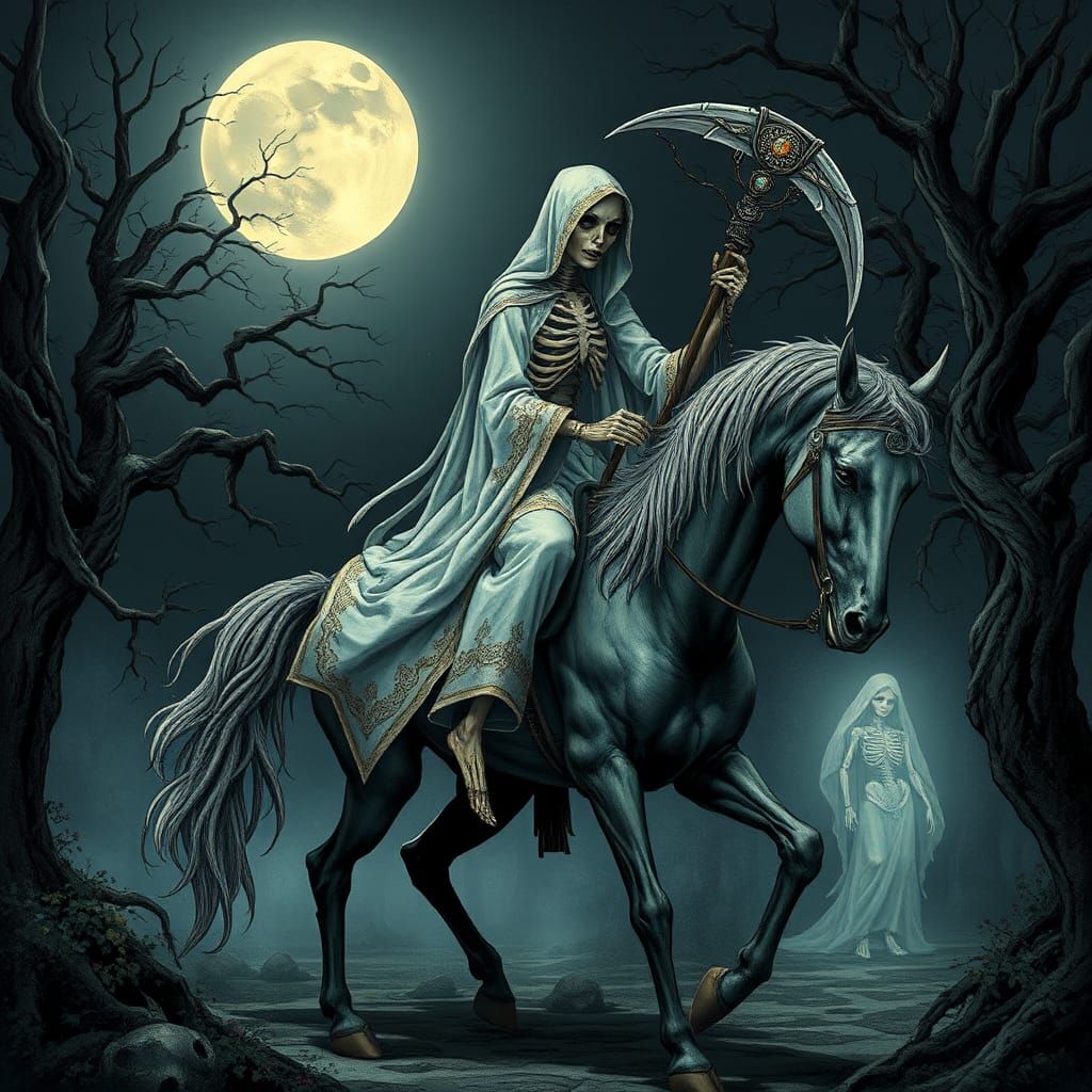 Slavic Grim Reaper, guiding a souls