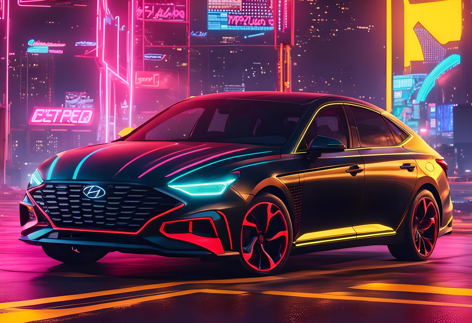Cyberpunk 2020 Hyundai Sonata in Neon City