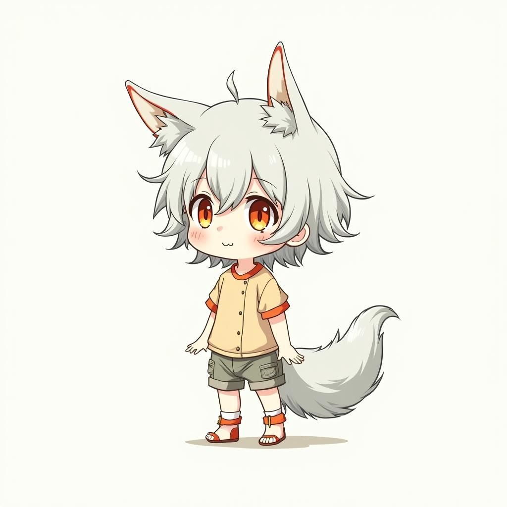 Adorable Anime Fox Boy Illustration