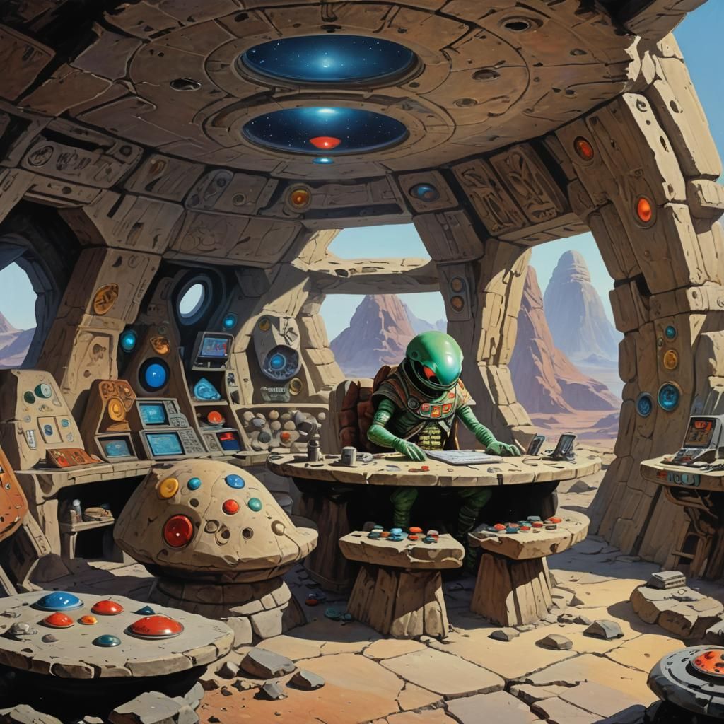 Stone Age Alien Commander in Ancient UFO