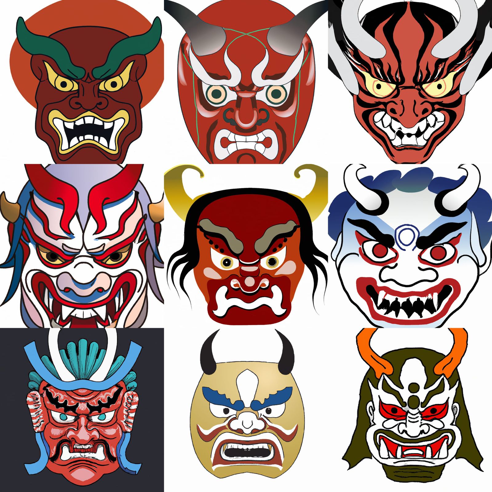Ukiyo Style Japanese Oni Mask