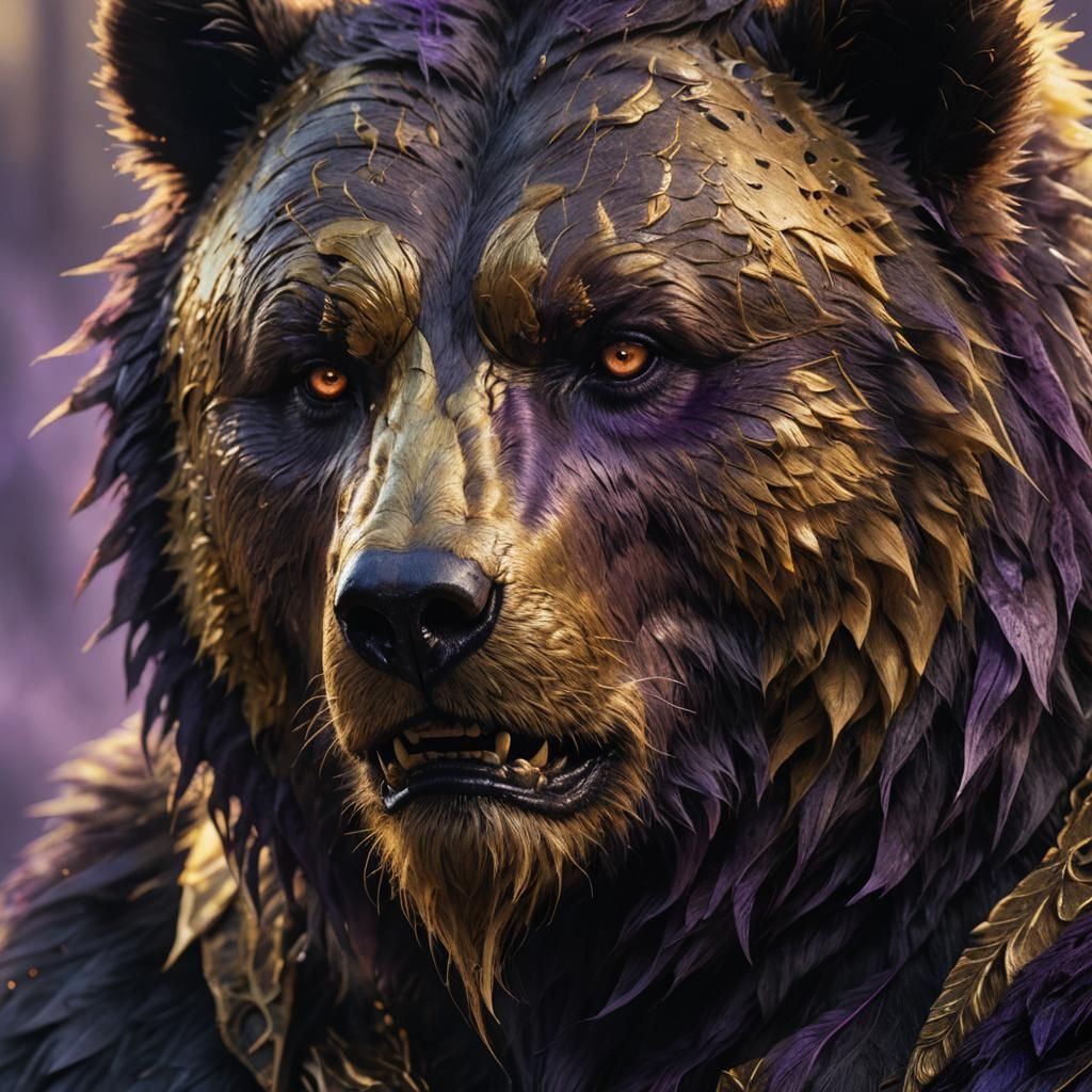 Mysterious Half-Bear Man in Dark Fantasy Art