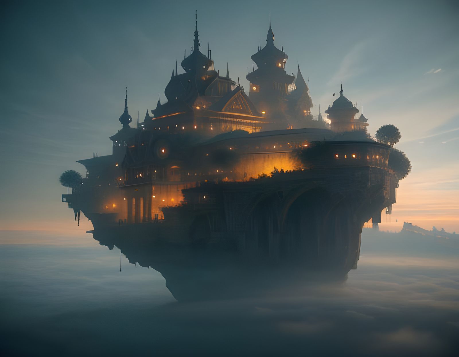 Floating City in the Sky, Cinematic 3D Render