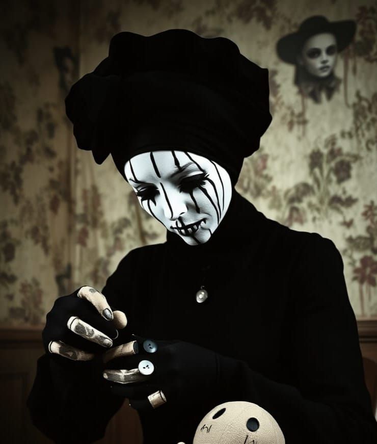 Mysterious Seamstress in Dark, Dilapidated Room