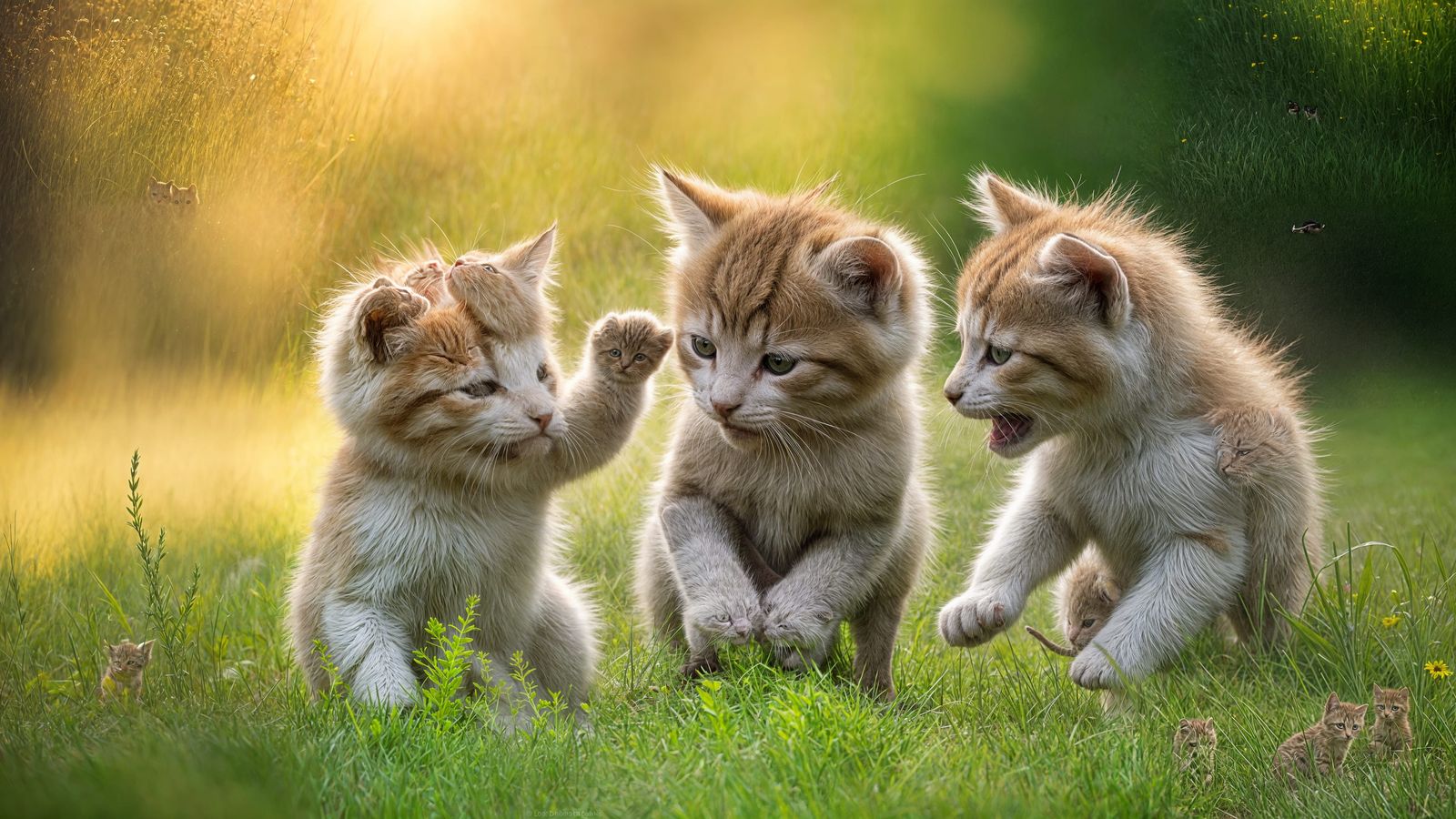 Kittens Playing in a Sunny Meadow