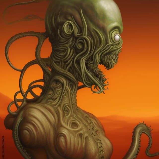 Surreal Hybrids in Dystopian Landscape, Giger Style