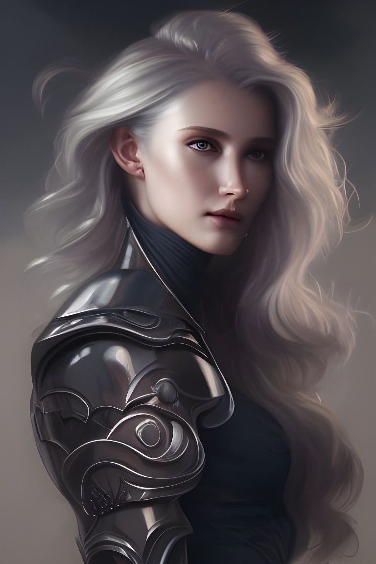 Radiant Lady Knight Portrait in Fantasy Art Style