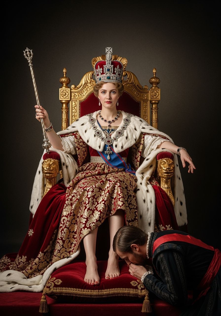 Tsarina on Throne in Baroque Photography Style