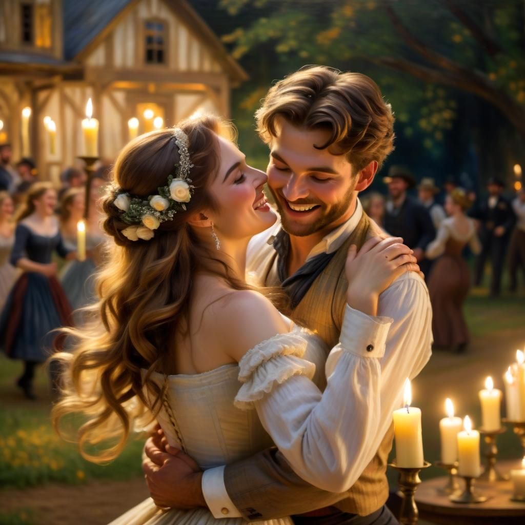 Candlelit Country Dance: An Impressionistic Springtime Scene