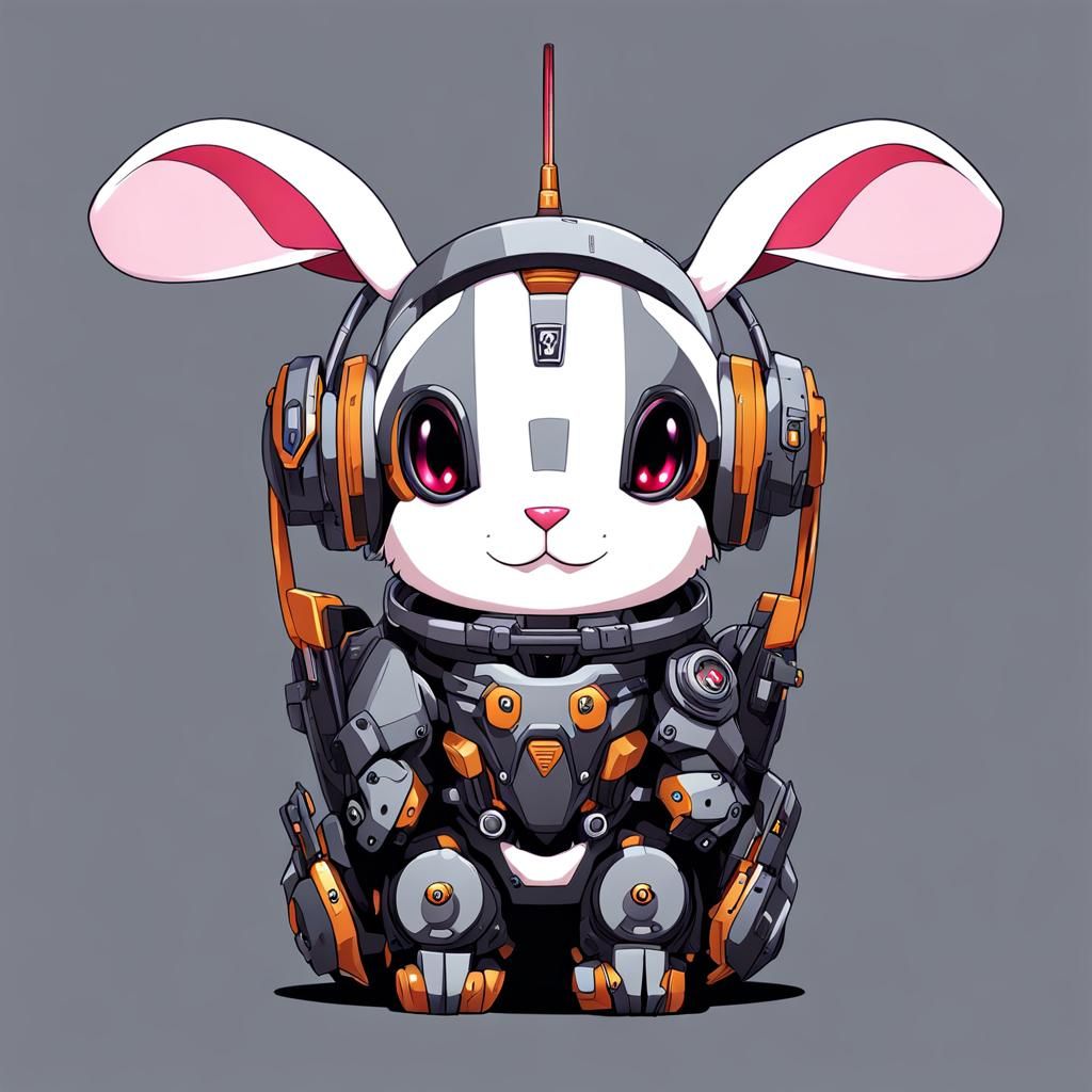 Anime Style: Cute Cyborg Rabbit