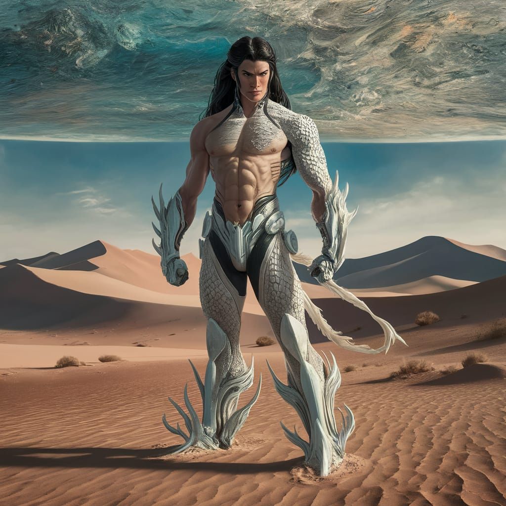 Futuristic Warrior on Desert Planet Comic Book Art