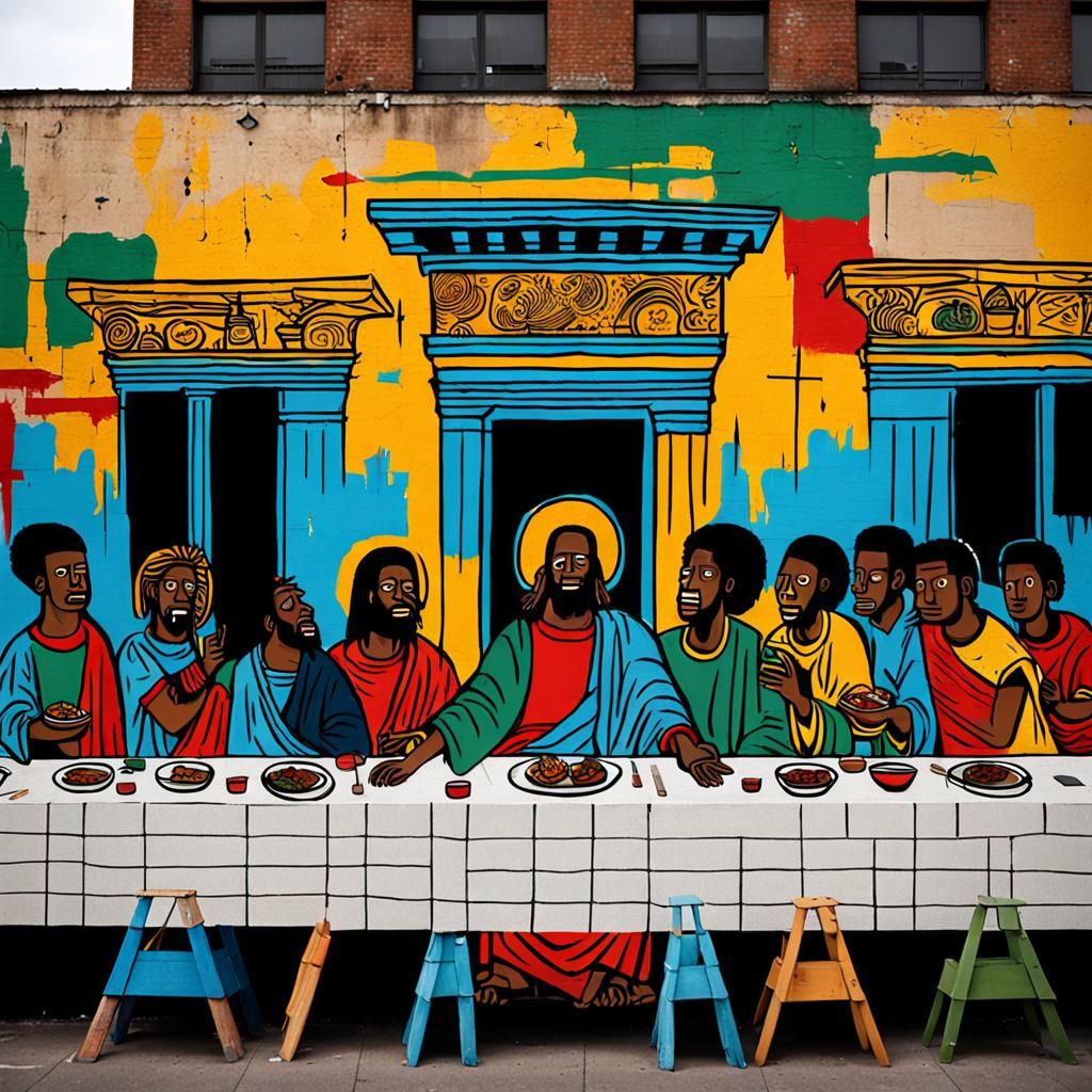 Last Supper as Basquiat-Style Street Art