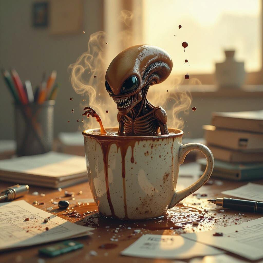 Alien Life Evolves in a Coffee Mug