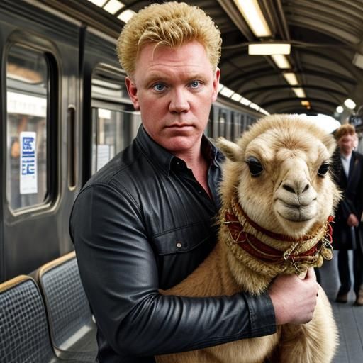 Anthony Michael Hall and Baby Camel Photo