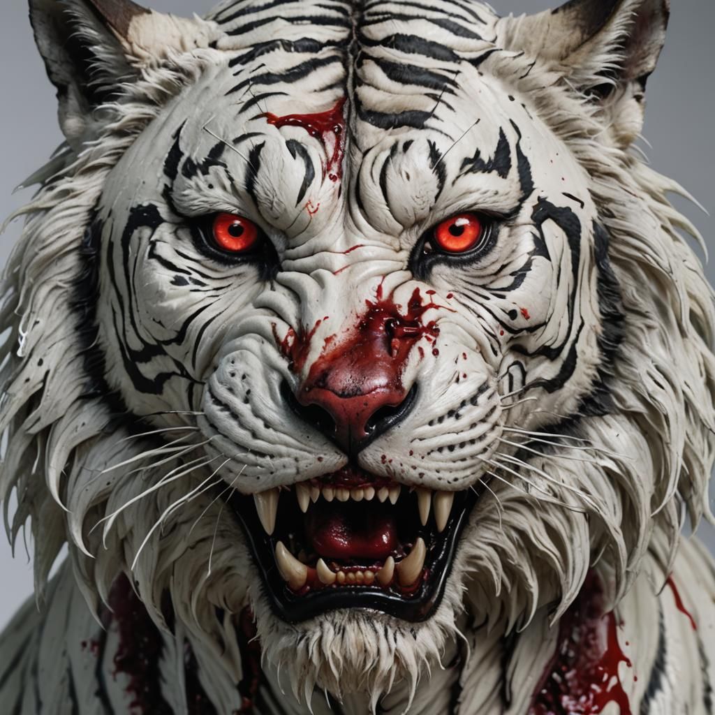 A hyperrealistic 3D close-up of a terrifying monster, combin...