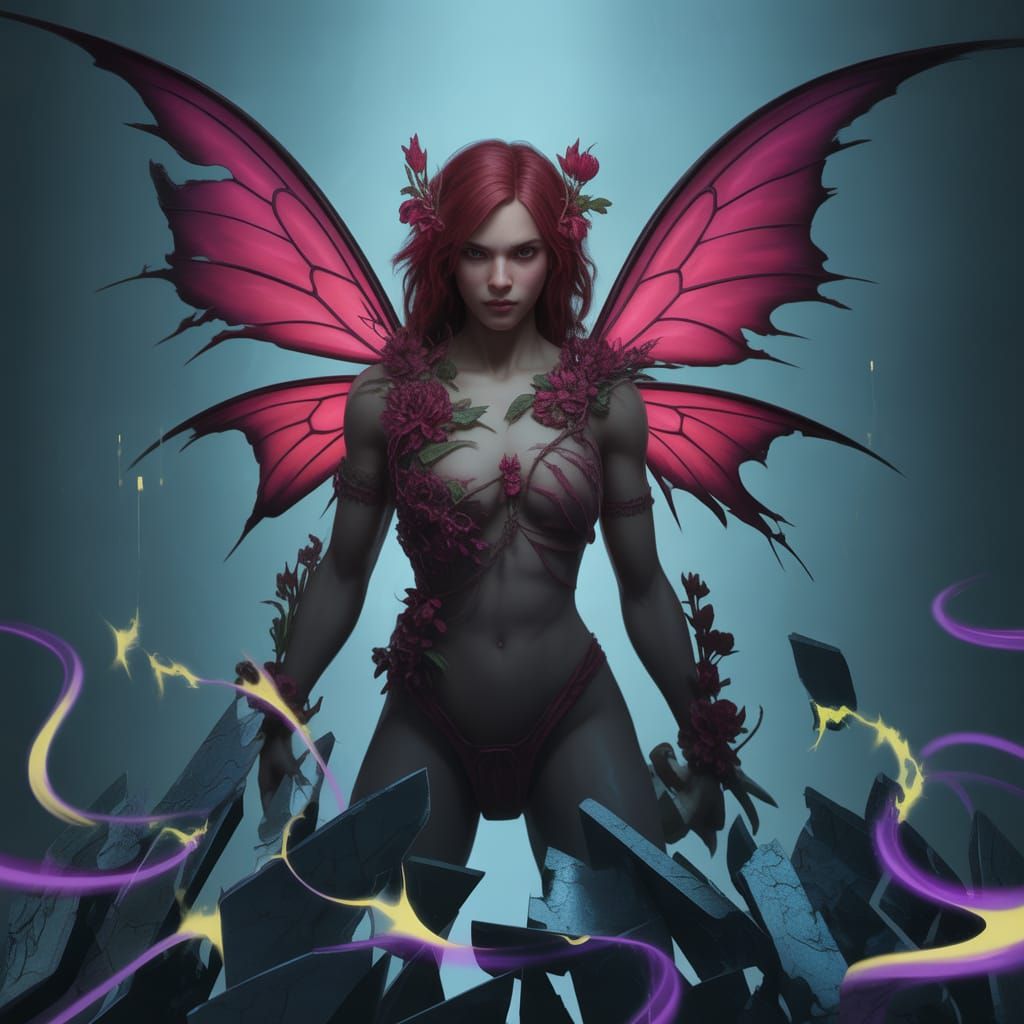 Ruby Red Doom Fairy in Dark Fantasy Concept Art