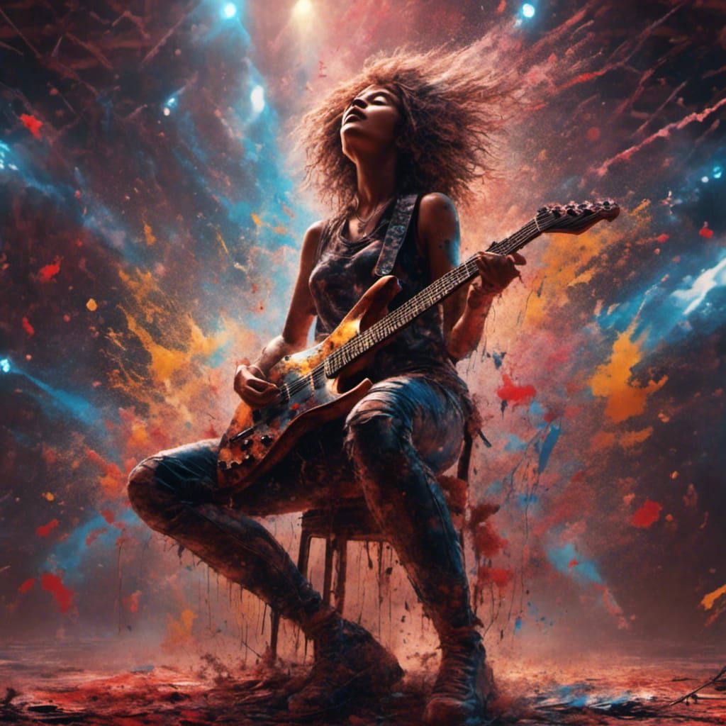 Hyperrealistic Female Guitarist Rocks Out On Stage