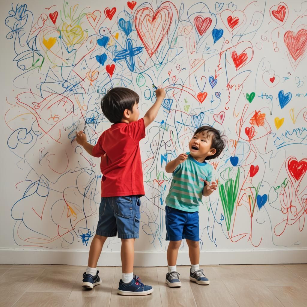 Child's Creative Wall Art: A Heartwarming Scene