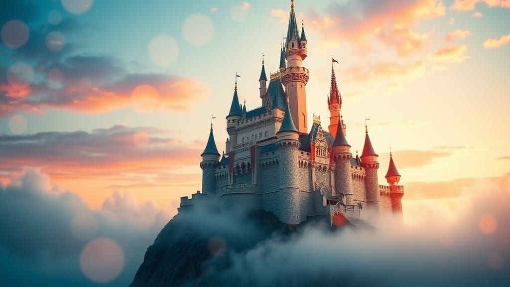 Majestic Castle Floating in Sky: Professional Photography