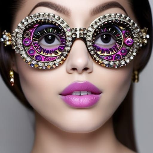 Nerdy Goddess with Ornate Jeweled Eyeglasses