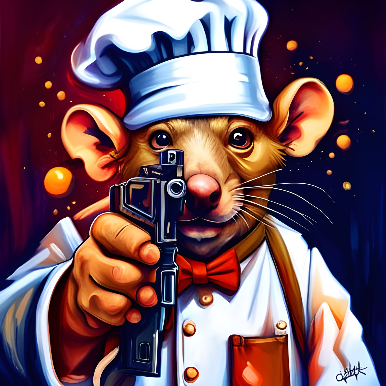 Rat Chef with Pistol: Graffiti Street Art