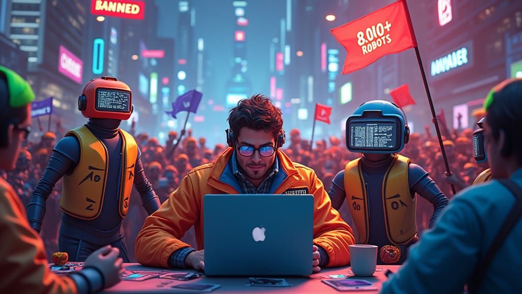 Cyberpunk Coding Rebels Wading Through Forex Bots