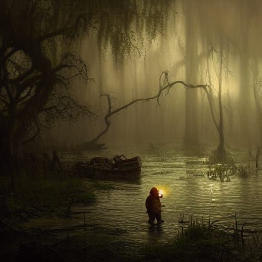 Menacing Shrek Emerges from Dark Swamp