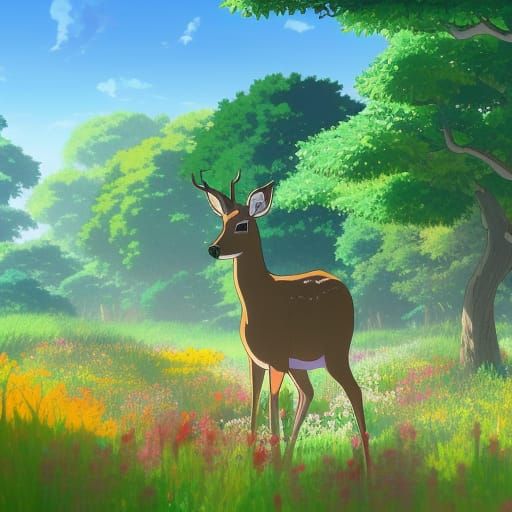 a yearling deer in Enchanted Forest