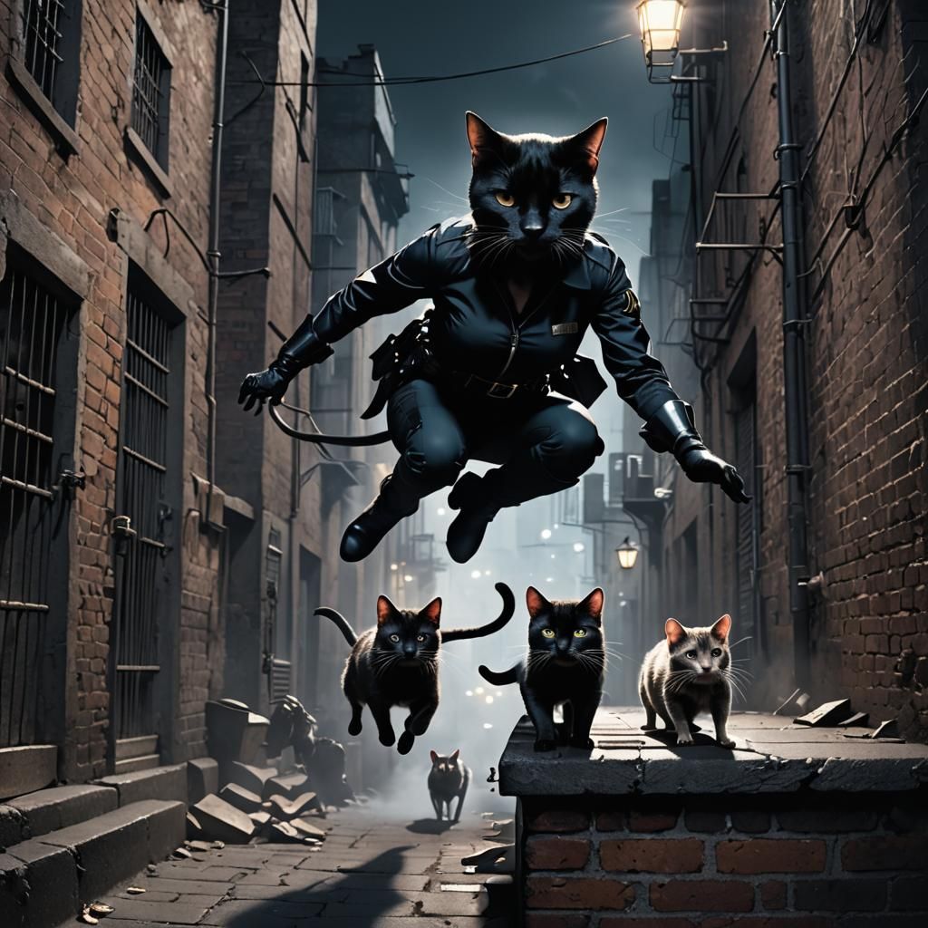 Catwoman Cat Overlooks Escaped Rats