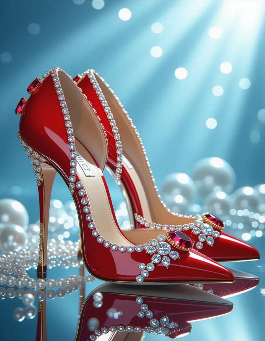 Ruby, Pearl, and Diamond Red High Heels